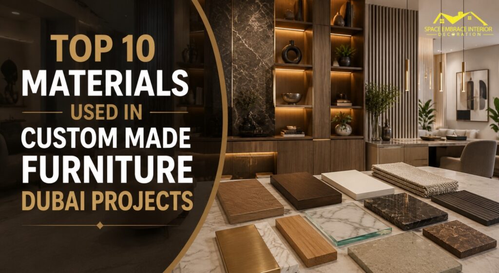 Top 10 Materials Used in Custom Made Furniture Dubai Projects